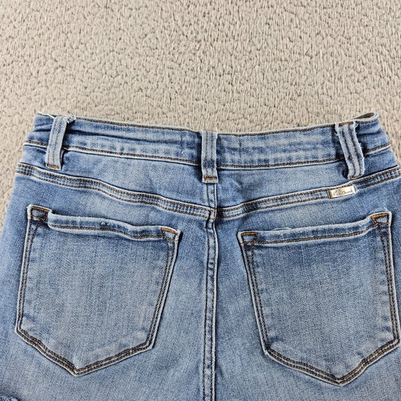 KanCan Shorts Womens 29 Blue Distressed Frayed Hem High Rise Button Fly Denim - Picture 14 of 15